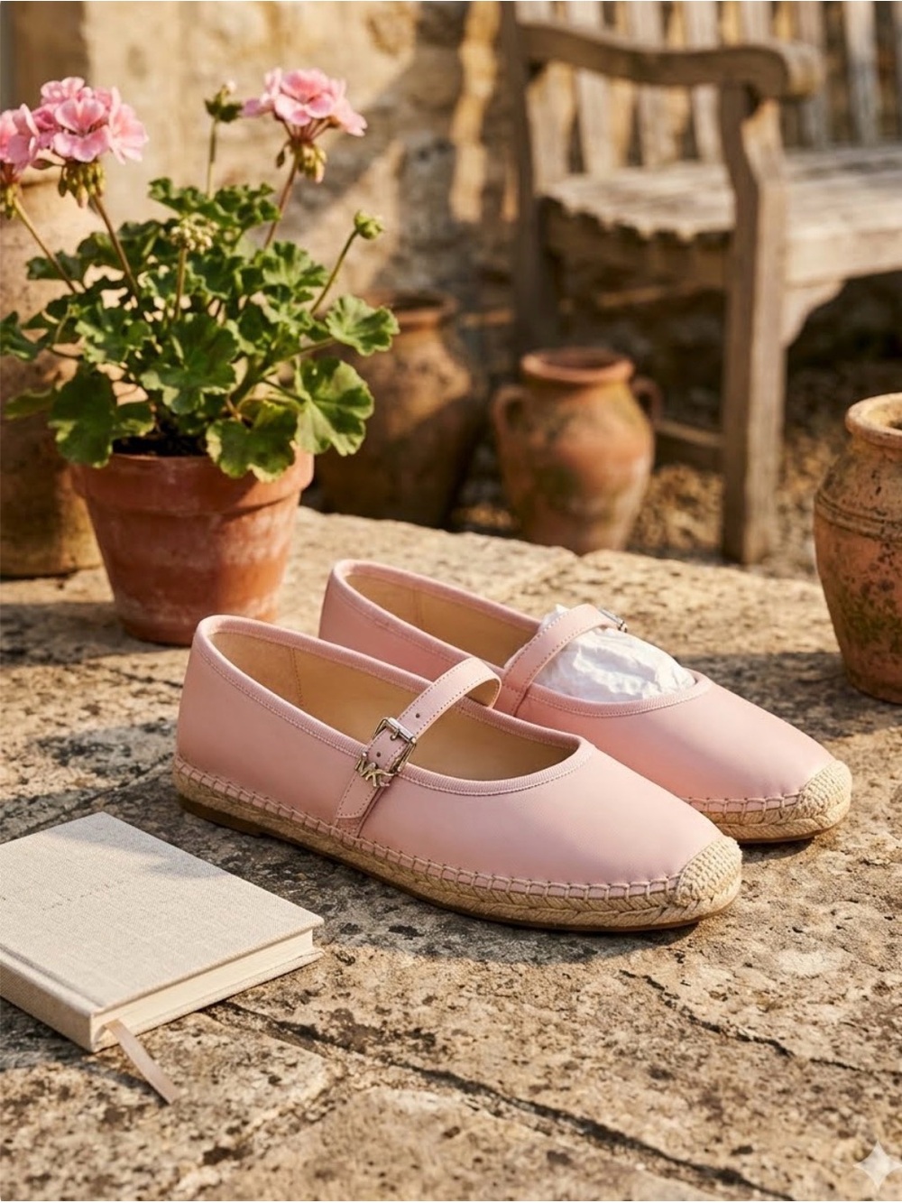 Michael Kors Lynn Ballet Espadrilles Mary Jane Size 9 Pink New